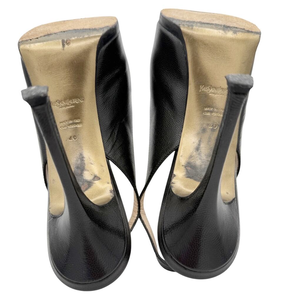 Saint Laurent YSL Tribtoo Leather Platform Pumps Black Heels Size 40 US 10 - Picture 13 of 16